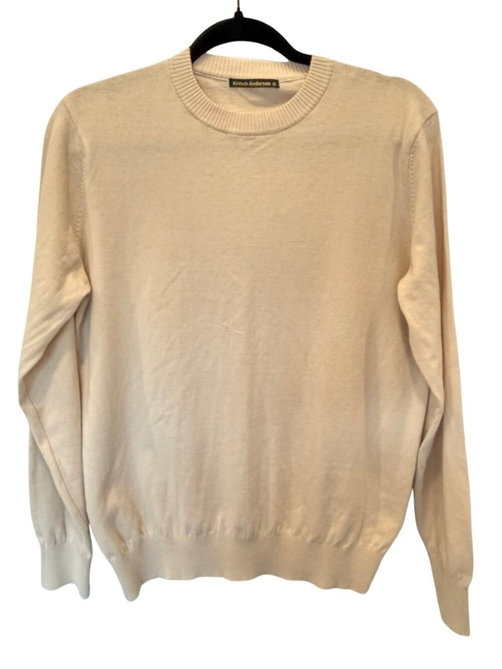 Kinloch Anderson Men’s S Cream Wool Cashmere Crewneck Sweater 95